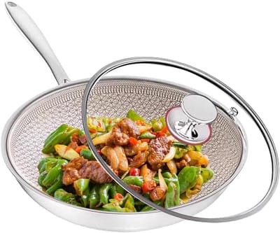 Omeletpan met deksel - Roestvrijstalen pan - Diverse kookstijlen - Drielaagse technologie - 26 cm - Zilverkleurig