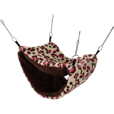 Hamac pour petite cage d'animal de compagnie en peluche douce et chaude à double couche, lit suspendu pour écureuils, hamsters, à pois roses gray