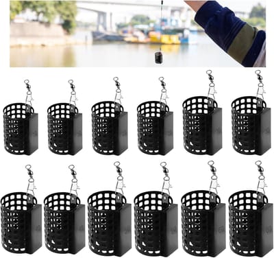 Set van 12 Loodvrije Voedermanden voor Hengelsport - Diverse Gewichten Inline Feeders