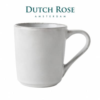 Dutch Rose Organic Mok - Theemok - Koffiemok - Licht Grijs - Stoneware Handgemaakt - 39 cl.