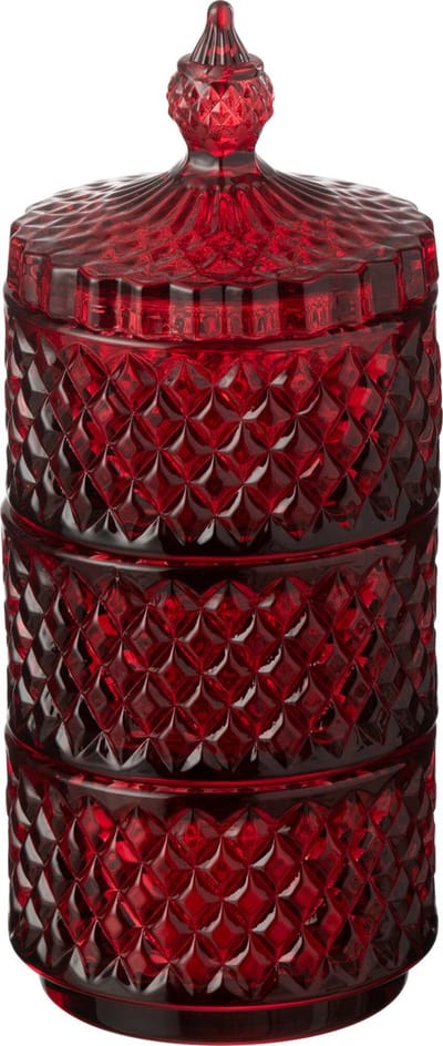 J-Line voorraadpot 3 lagen - glas - rood