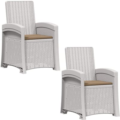 vidaXL - Ligstoel - Rieten - Look - 2 - st - Wit - en - Taupe - PP