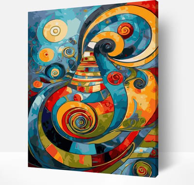 Schilderen Op Nummer Volwassenen DIY Paint By Number Compleet Hobby Pakket op Frame met Vernis - ®Arty Bee - Spiral Abstract Fantasy 40x50cm