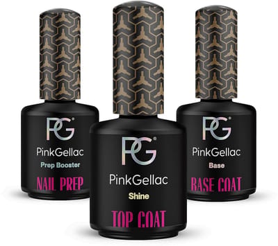 Pink Gellac Gellak Set - Manicure Set met 15ml Base Coat, 15ml Top Coat en 15ml Nail Prep - Gel Nagellakset voor Thuis