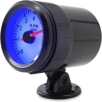 Toerenteller Toerenteller met zwarte houderbeker voor auto 2    52 mm 0-8000 RPM blauw LED-licht zwart