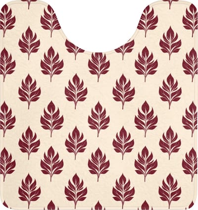 WC mat met uitsparing 55x60 cm - Antislip - Botanisch - Patroon - Bordeaux - Toiletmat met uitsnijding - Vloermat - Douchemat - Toilet tapijt - Toiletmatten
