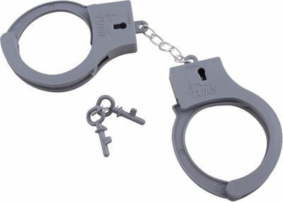 Politie speelgoed verkleed handboeien 10 cm - politie kostuum accessoires - plastic - voor kinderen