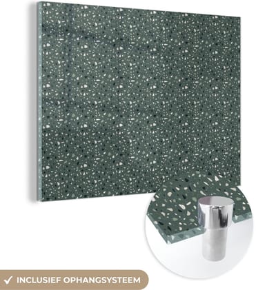 MuchoWow® Glasschilderij 120x90 cm - Schilderij acrylglas - Klei - Patroon - Terazzo - Foto op glas - Schilderijen