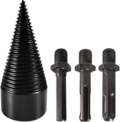 Famanu – Houtklover Schroefkegel - 42mm Splijtende Houtkegel met 3 Boorgrepen - Houtklover Boor - Brandhoutklover Boor - Houtboorkegel - Houtsplijter