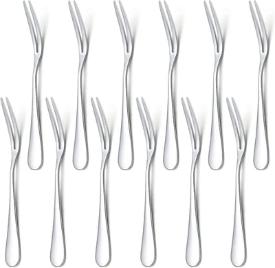 Set van 12 Stuks 13.2cm Taartvorken van RVS voor Desserts, Appetizers en Feestjes