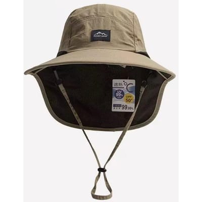 Unisex Zomerse Brede Rand Waterdichte En Sneldrogende Panama Petten Buiten Vizier Bucket Hoeden Met Mesh Ademende Zon Hoed Met Nekflap 55-58cm kameel