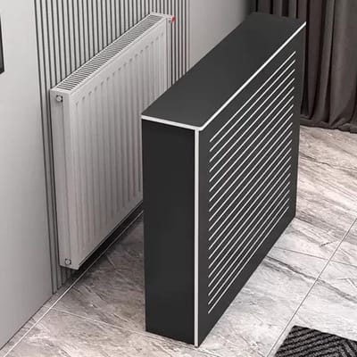 Verwarming Cover Kast,PVC Radiator Cover, Zwarte Radiator Cover Verwarming Kast Plank, Verwarming Radiator Kast Woonkamer Meubeldecoratie, Verwarming Radiator Kast met Ruime Plank Ruimte,