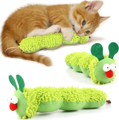 Oneay Kattenspeeltje met kattenkruid | Interactief kattenspeeltje voor zelfstandigen | Zacht pluche kussen | Voor gebitsverzorging en activiteit van de kat