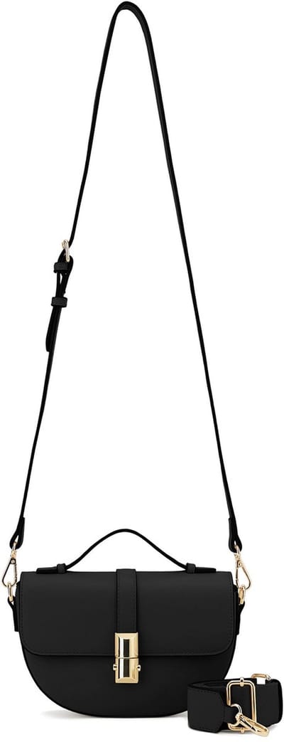 SEIDENFELT MANUFAKTUR Schoudertas Lilla Ro Saddle Bag Black Zwart