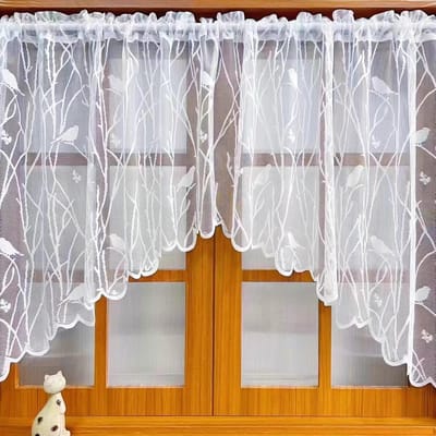 Unyqoos ® Transparante Vitrage Met Bloemen- en Vogelmotief Voor Landelijke Sfeer in Uw Interieur