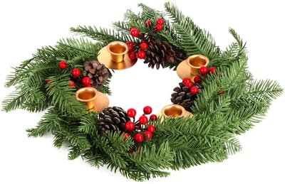 Unyqoos ® Kerst Adventskrans Met Realistische Decoraties Voor Feestelijke Tafeldecoratie