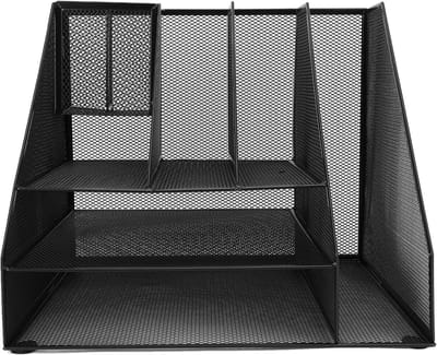 Bureau Organizer - Documentenhouder Stapelaar - Thuiswerk Flexplek - 3 Laags Ontwerp - 32x27x27cm - Zwart