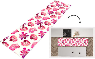 Keukenloper - Loper keuken - Bloemen - Roze - Patroon - 200x50 cm - Keukenloper vinyl