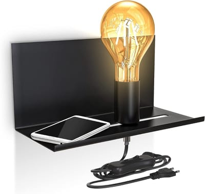 REN® Wandlamp Binnen met Snoer - Wandlamp - Wandlamp Binnen - Verstelbaar - Zwart - 25cm x 25cm x 12cm
