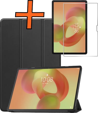 Hoesje - Geschikt voor Lenovo Idea Tab Pro - Met Screenprotector - Trifold Bookcase - Hard Cover - Hardcover Book Case - Tablet Hoes - Zwart