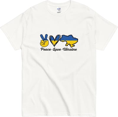 Peace Love Ukraine T Shirt - Statement Shirt met Oekraïne Design - Dames Heren - Wit - S