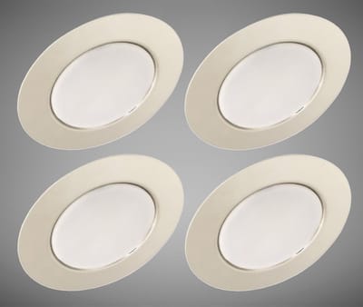 Trango Set van 4 - 12 Volt AC/DC LED meubelinbouwspots G4E-048 inbouwlamp, plafondlamp in nikkelmat ter vervanging van conventionele meubellamp, inbouwspots met MR16, G4, GU5.3 fitting, afzuigkaplamp, kastverlichting, enz.