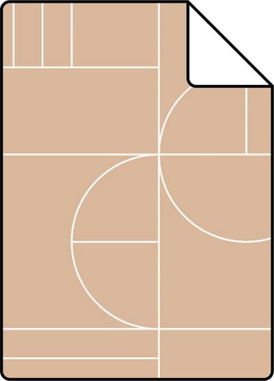 Proefstaal ESTAhome behang art deco motief perzik roze en wit - 26.5 x 21 cm - 139208-S