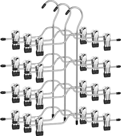 MIRA Home - Broekenhanger - Kleerhanger - Zilver - Metaal - 3st