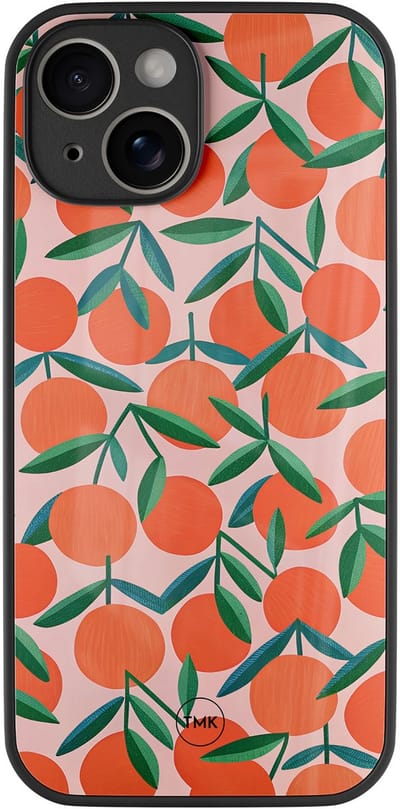 Hoesje geschikt voor Apple iPhone 14 - Sweet oranges - Oranje - TPU luxe case (glossy toplaag) - Print - Hardcase backcover zwart