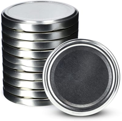 KADAX Schroefdeksel met diameter van 82 mm, metalen twist-off-deksel, reservedeksel voor inmaakpotten en weckpotten, deksel met 6 inkepingen (10 stuks, zilverkleurig)