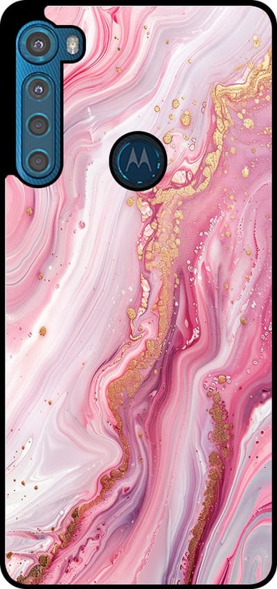 Smartphonica Telefoonhoesje Geschikt voor Motorola One Fushion Plus met marmer opdruk - TPU backcover case marble design - Roze geschikt voor Motorola One Fushion Plus