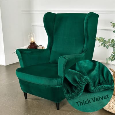 Dailygoods- Vleugelstoel Hoes - 2-delige Stretch - Fluwelen Meubelbeschermer - Antislip - Elegant Ontwerp - Perfect voor Woonkamer/Slaapkamer - Fauteuilhoes