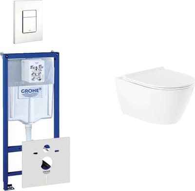 QeramiQ Salina Toiletset - inbouwreservoir - spoelrandloos - wandcloset - softclose - bedieningsplaat verticaal/horizontaal - wit