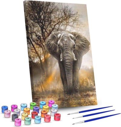 Rubye® Schilderen Op Nummer Volwassenen – Machtige Olifant – Inclusief Penselen – Canvas Schildersdoek Zonder Frame – Kleuren op Nummer – 40x50cm