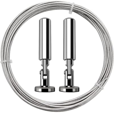 Dailygoods- Gordijnkabel 5 m - Roestvrij Staal - Waslijn - Spansysteem - Multifunctioneel - Inclusief Houders/Screws