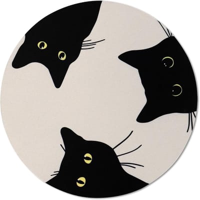 Ronde Muismat voor Katten met Motief - Kleine 20cm Muismat voor Thuis en Kantoor