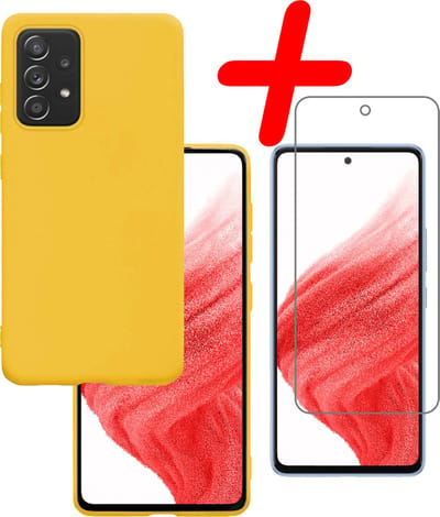 Hoesje Met Screenprotector - Geschikt voor Samsung Galaxy A53 - Sterk & Shockproof - Back Cover - Siliconen Case - Telefoon Hoes - Geel