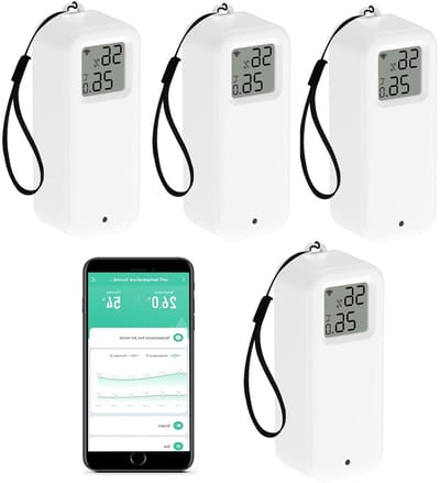 Intelligente WiFi Thermometer en Hygrometer met Alarmfunctie, Gegevensopslag en Export, Nauwkeurige Temperatuur- en Vochtigheidsmonitor voor Slimme Huizen (4 Pack)