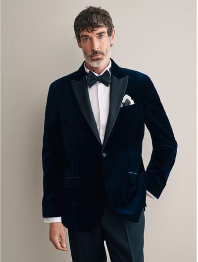 Next - Heren - Signature Pontoglio Italiaanse fluwelen blazer met normale pasvorm - Blauw