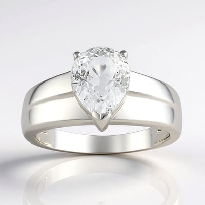 Cavill - Zilveren ring 925 sterling zilver - Witte Kunziet Peervorm 1,87 ct - V-prong Zetting - Elegante Druppelslijping Sieraden