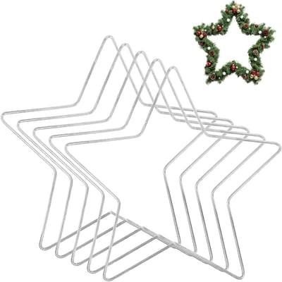 QTTVBTNA - Vijfpuntige Ster Metaalring - DIY Decoratie - Creatieve Handwerk Projecten - Feestdagen, Kerst, Bruiloft - Zilver - 20cm - 5 Stuks