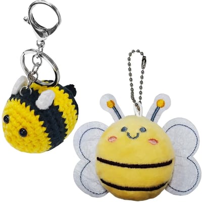 Dailygoods- Sleutelhanger Met Dikke Bij - Pluche Hanger - Tas Decoratie - Rugzak Accessoire - Duurzaam Materiaal - 8.9x7.23 Centimeter - Tasdecoratie