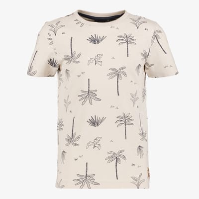 Unsigned jongens T-shirt met palmbomen beige - Maat 134/140