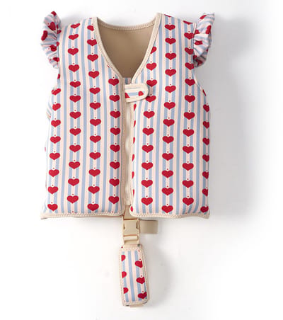 Zwemvest - 15-19 Kg - Zwemhulp met Drijvers & Kruisband - Neopreen - Blauw Gestreept met Hartjes - Zwemhulp