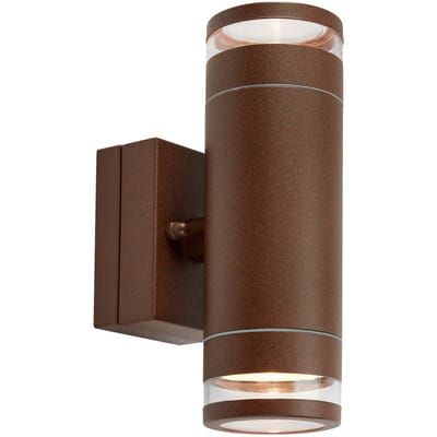 Markslöjd LED buiten wandlamp Luno, bruin, 2-lamps, IP65, dimbaar.