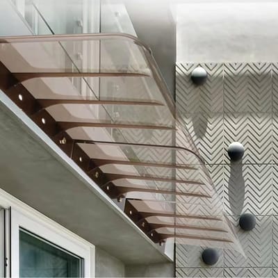 Voordeurluifel Gebogen - Regenbescherming Buiten - Weerbestendig Maken - UV Bescherming - 40 x 290 cm - Bruin Transparant