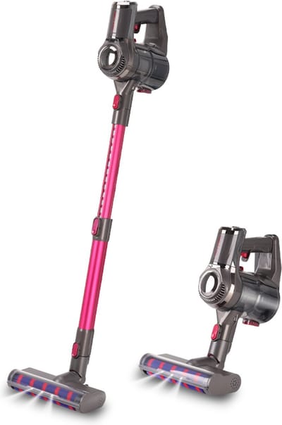 Swiss Pro+ snoerloze steelstofzuiger V12 - Dyson look steelstofzuiger- steelstofzuigers steelstofzuiger draadloos met kruimelzuiger turbo stand led verlichting in mondstuk sterke zuigkracht draadloos zonder zak 4 in 1!