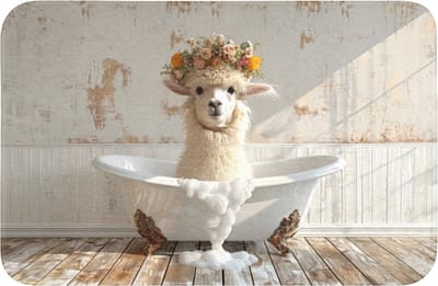 Badmat 60x40 cm - Antislip - Vintage - Alpaca - Badkuip - Bloemen - Dieren - Badmatten voor badkamer - Badkamermat - Douchemat - Badkamer mat