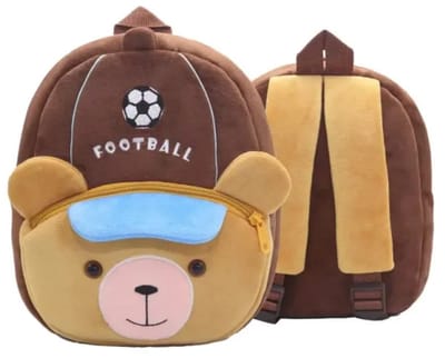 Kinder Rugzak Beer 2-4 Jaar – 3D Pluche Kinderrugzak – Lichtgewicht Peuter Rugzak – Voetbal Design – Bruin – Peuterspeelzaal & BSO