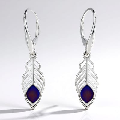 Cavill - Titanium & 925 Sterling Zilver Oorbellen - Blauw Synthetische Steen - Lichtgewicht Blad Design - Allergievriendelijk Elegant Dames Sieraden